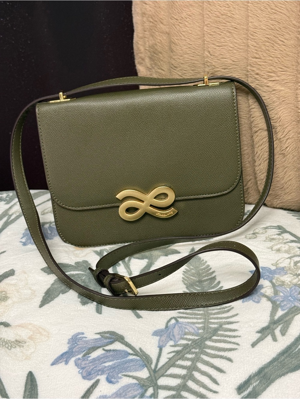 🐇House of Little Bunny Twist Timelessness Crossbody Bag Olive Green Leather